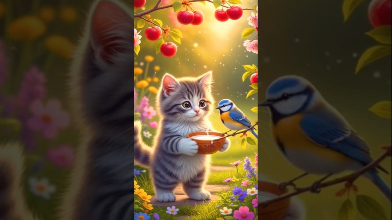 The Kind Cat and the Little Bird | Short Cat Story 🐱🐦 