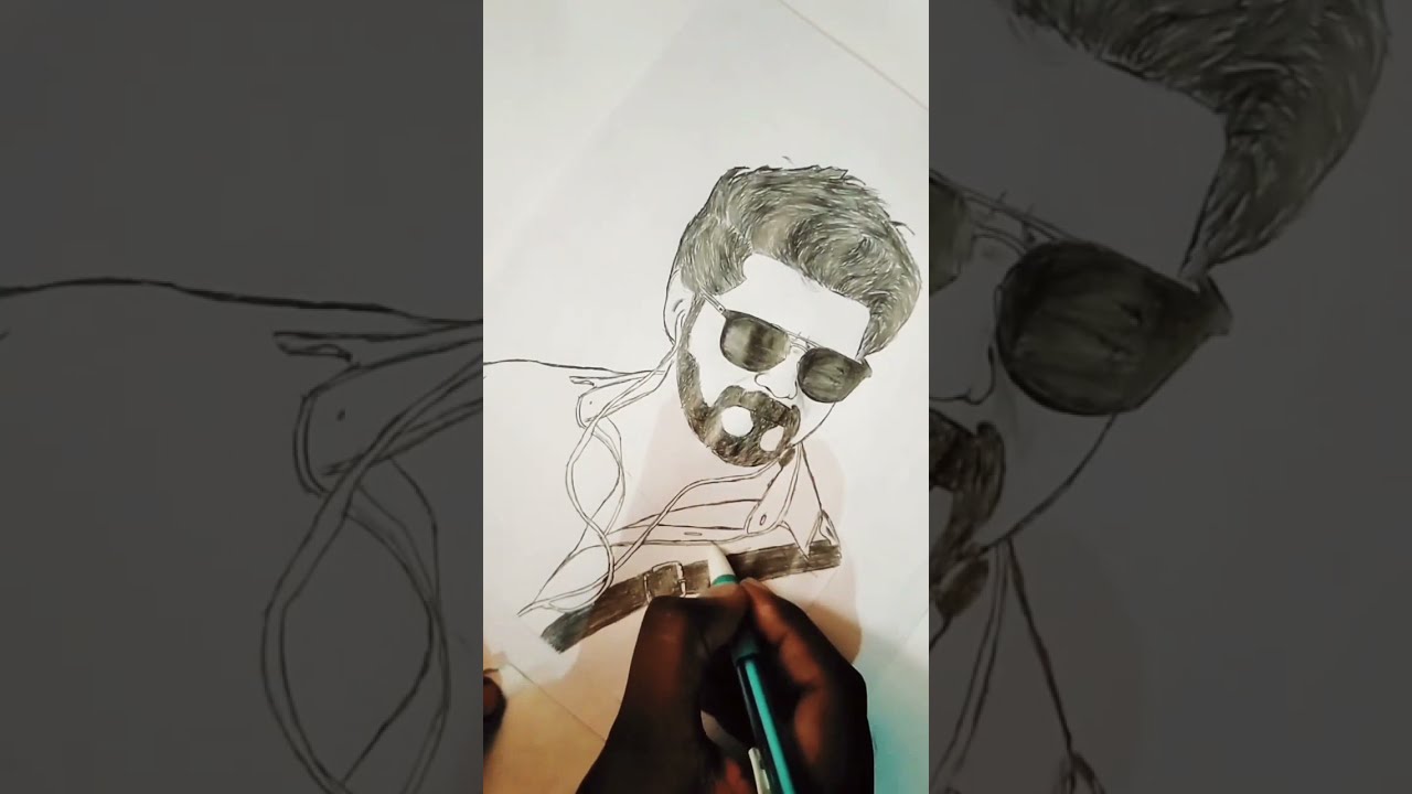 My first Master vijay pencil drawing video 