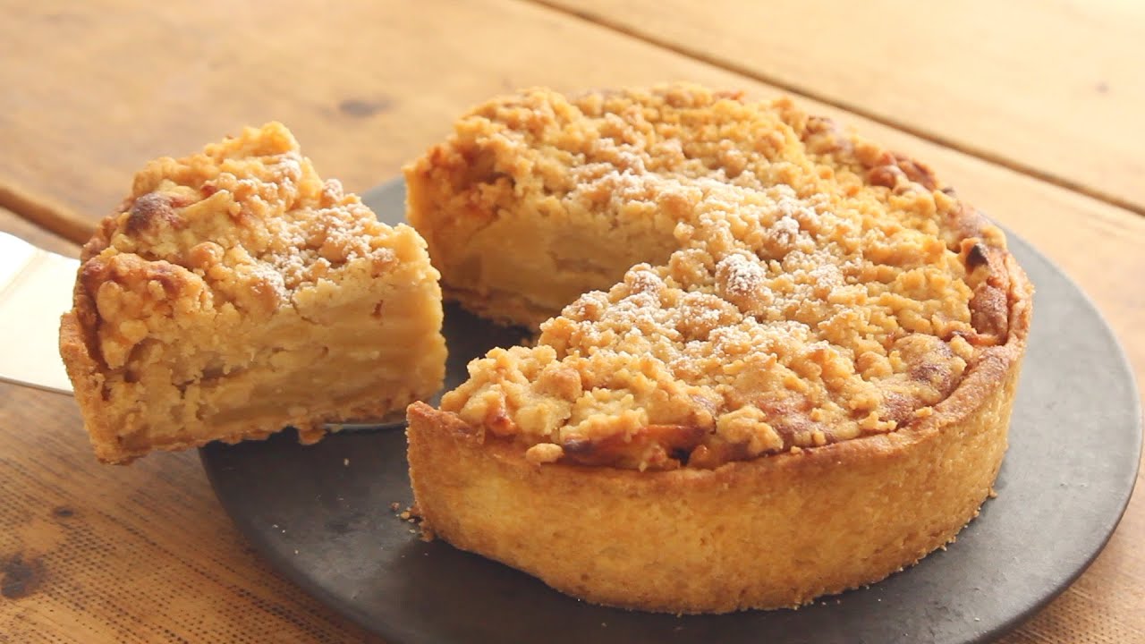 サクサクしっとりアップルクランブルタルトのレシピ Apple Crumble Tart Recipe