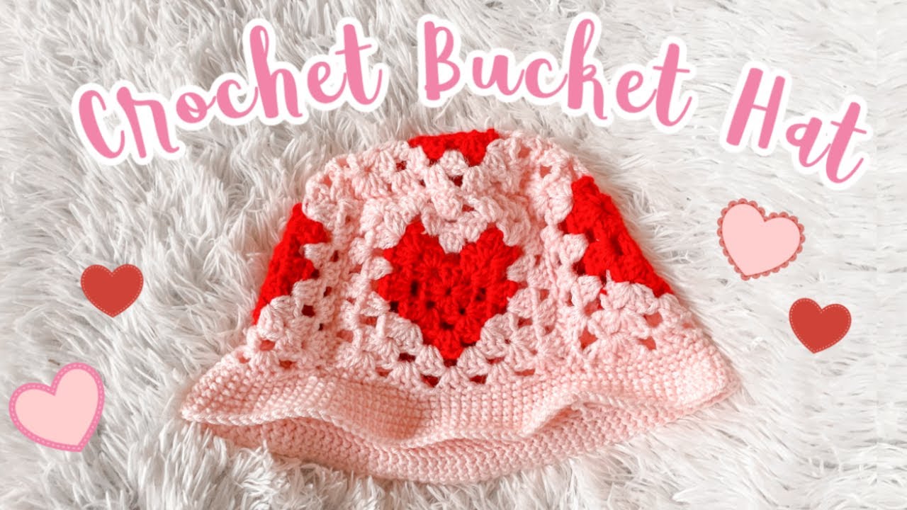 Crochet Bucket Hat | Heart Granny Squares