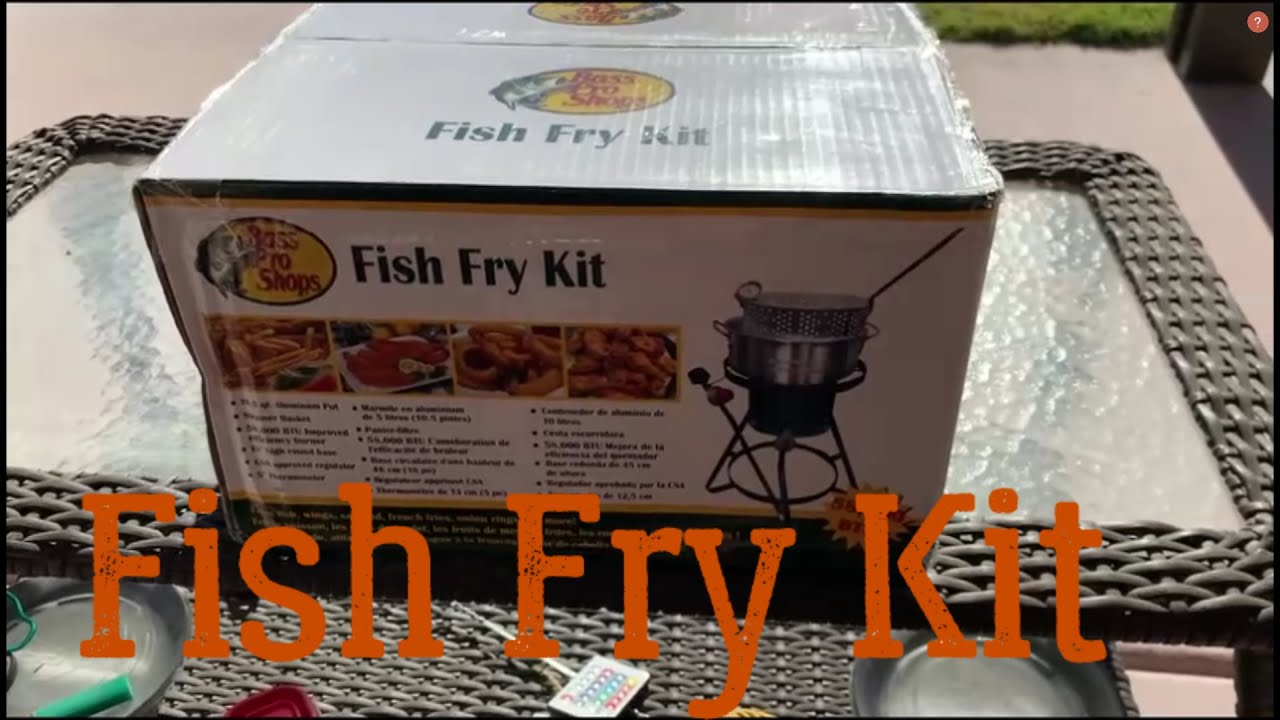 FISH FRY KIT, 10.5 QUART ALUMINUM POT, 58,000 BTU'S, UNBOXING (BASS PRO SHOP)
