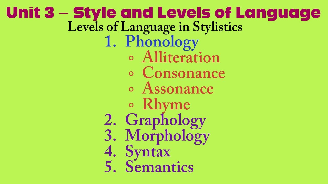 Style and Levels of Language