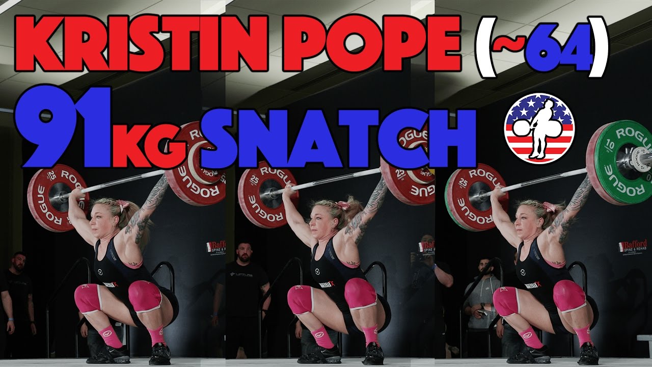 Kristin Pope (~64) - 91kg Snatch / 100kg Clean and Jerk [4k 60fps]
