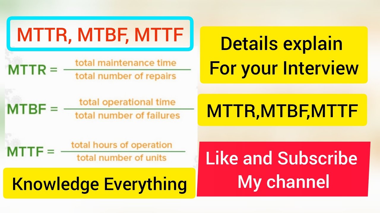 MTTR, MTBF and MTTF