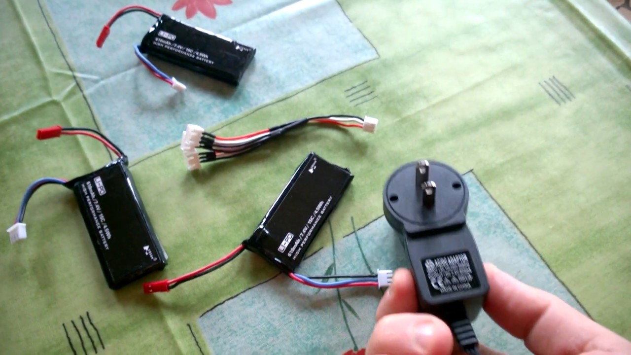 ( hubsan x4 desire - H502E ) 3 x 7.4V 610mAh 15C Battery + US Plug Charger / Cable Set