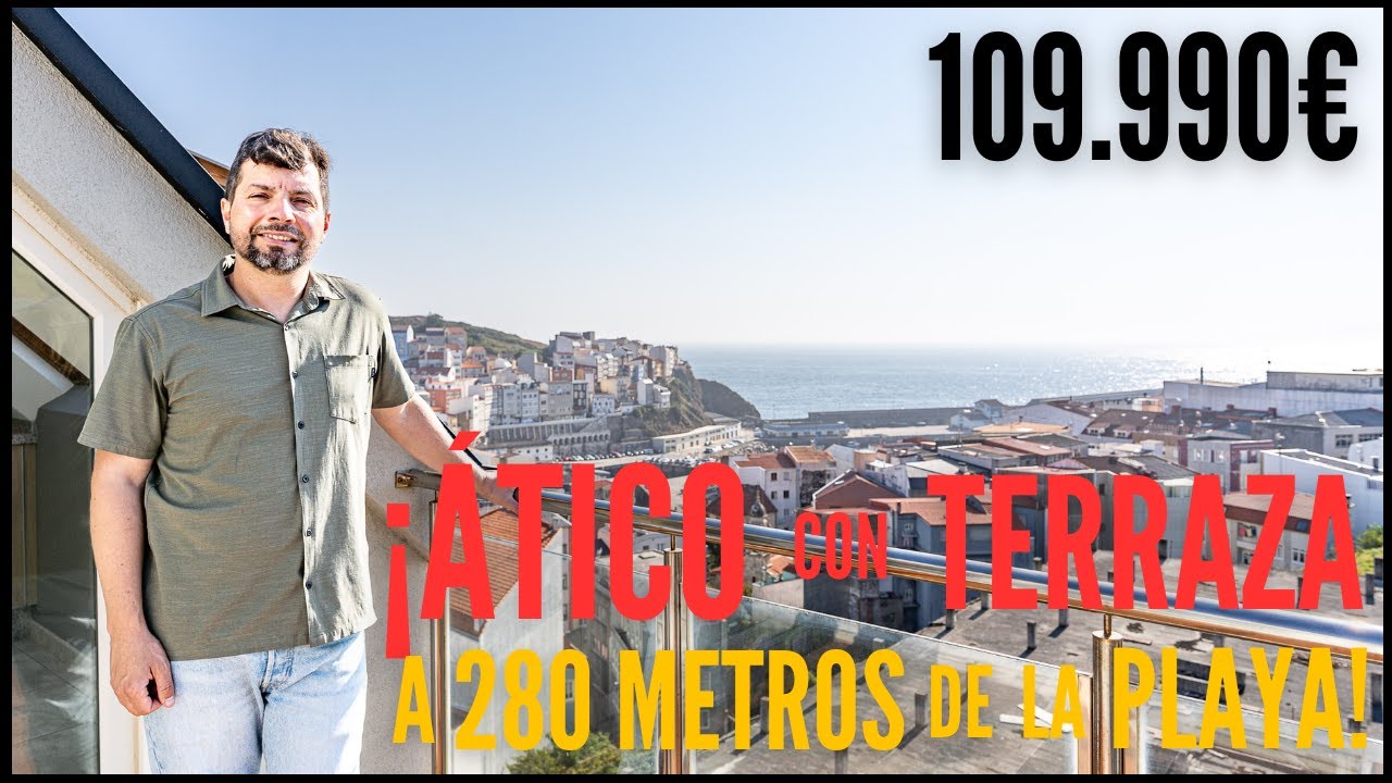 ¡ÁTICO con TERRAZA a 280 metros de la PLAYA + VISTAS al MAR en Malpica  (A Coruña) por 109.990€!
