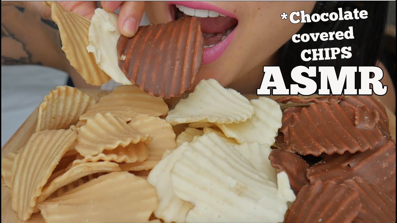 ASMR Potato Chips Covered CHOCOLATE (CRUNCHY EATING SOUNDS) | SAS-ASMR