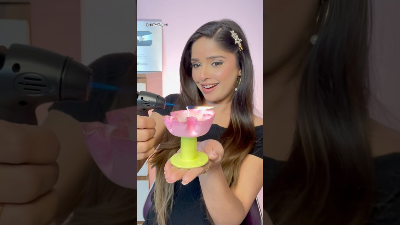OMG! DIY SUPER CUTE FLOWER CANDLE STAND 🌸🕯️🤯 || #trending #viral #shorts @ChillWithGeet