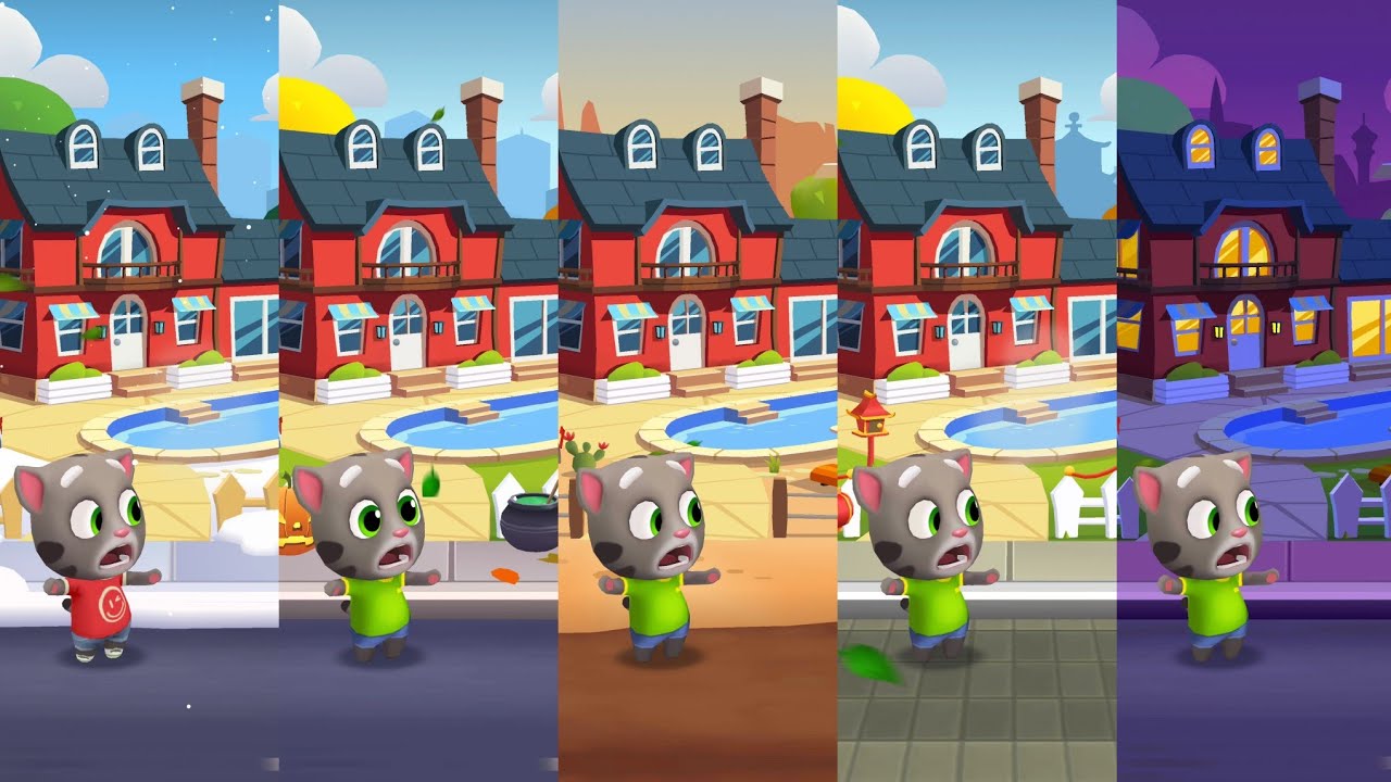 Talking Tom Gold Run Christmas vs Halloween vs Wild West vs China vs Las Vegas Android Gameplay