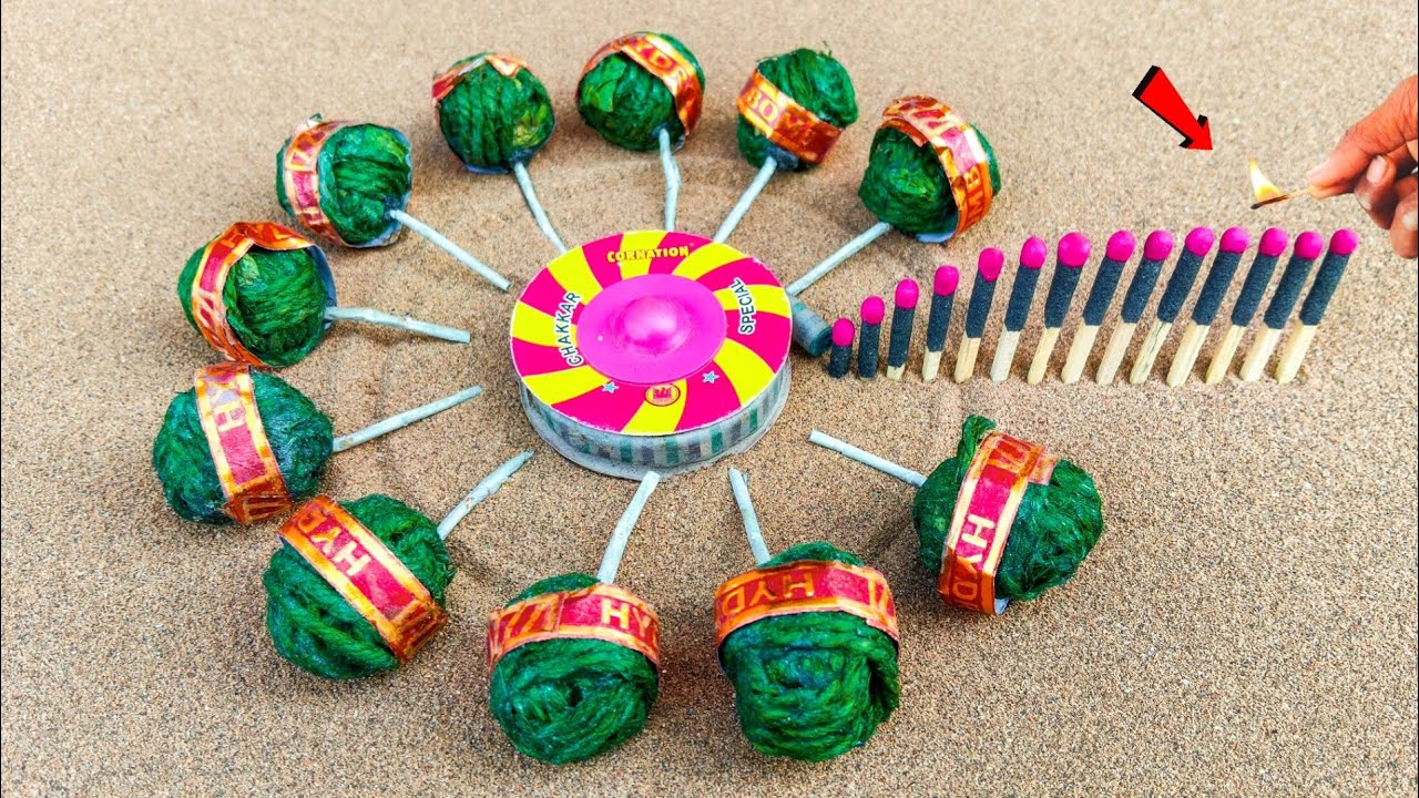 Lot of Sutli Crackers Vs Chakkar Vs  Colour matchstick Vs Matchstick chain reaction dominos 