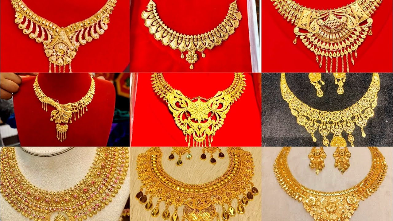 elegant gold necklace designs//light weight gold necklace latest designs with price and weight 