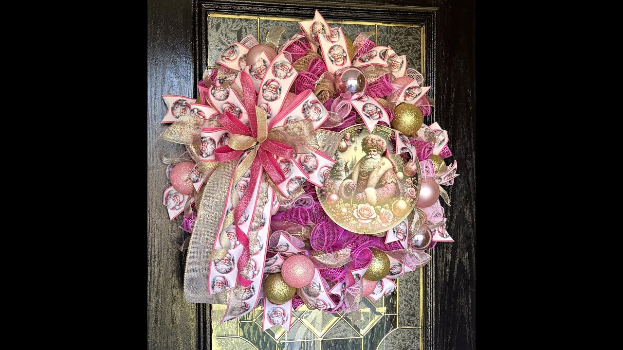 Create with Wreath Decor by Dawn - Pink & Gold Santa Wreath