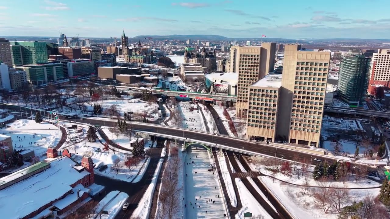 2025-01-18 Ottawa Rideau Canal in winter / view from the air (Ottawa, Ontario Canada)