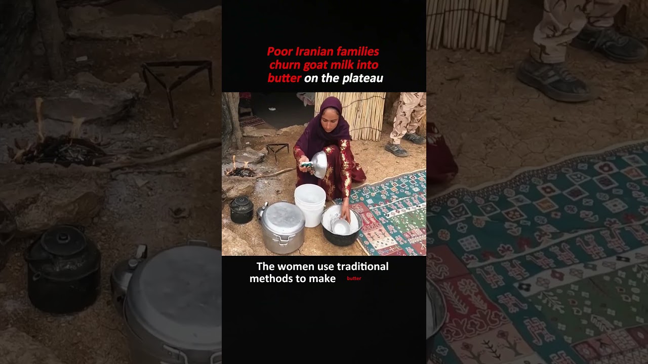 Poor Iranian families churn goat milk into butter on the plateau #youtube #achilldayinmylife#family