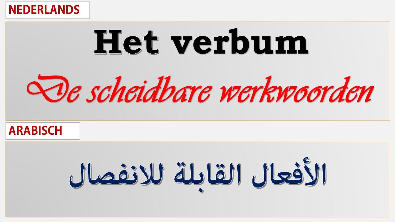 De scheidbare werkwoorden  تعليم اللغة الهولندية: الأفعال المركبة القابلة للانفصال