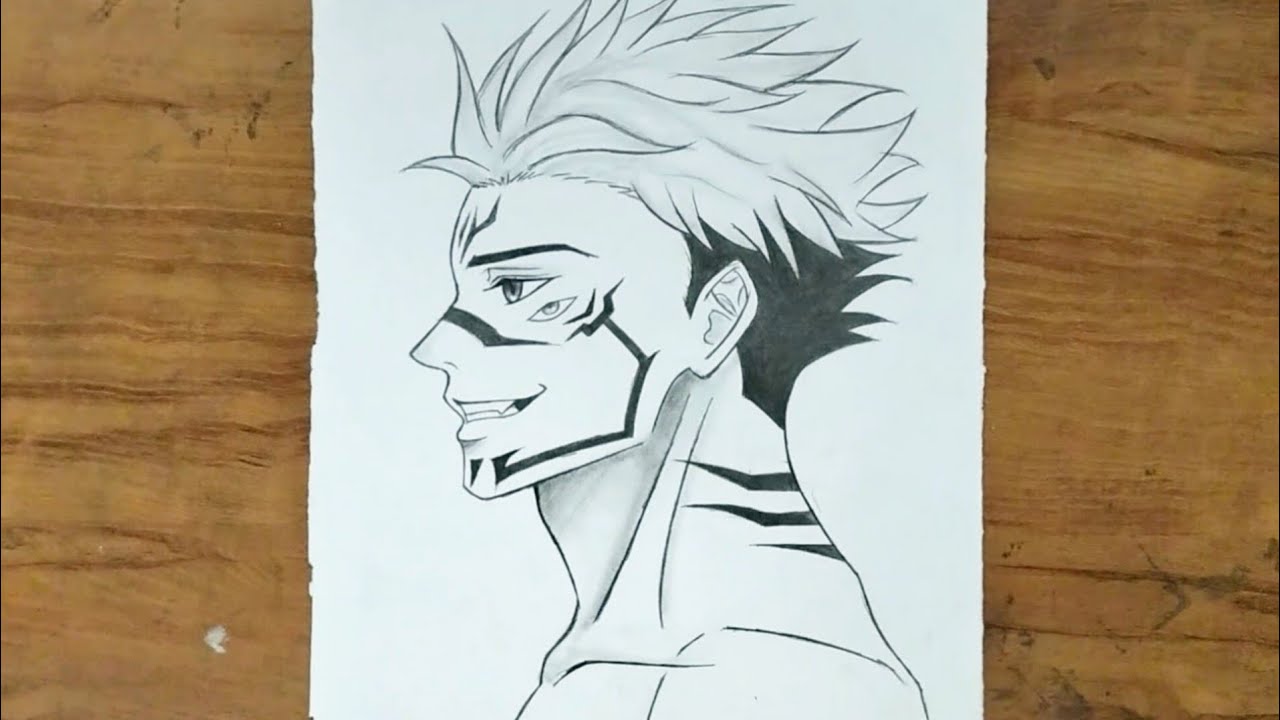 How to draw Ryomen Sukuna side face step-by-step 🔥|| How to draw sukuna from jujutsu kaisen ✏️