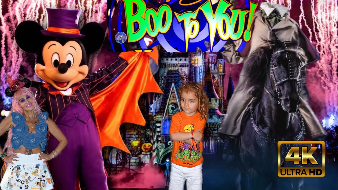 Mickey Boo   parade Mickey's Not-So-Scary Halloween party at Disney world magic kingdom 2024 {4k}