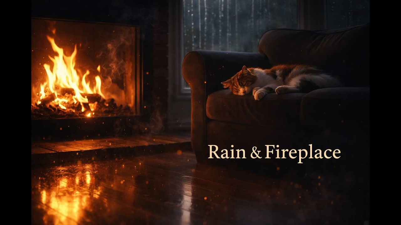 Rain & Fireplace Night Ambience – 10 Hours for Deep Sleep, Study & Stress Relief (No Music)