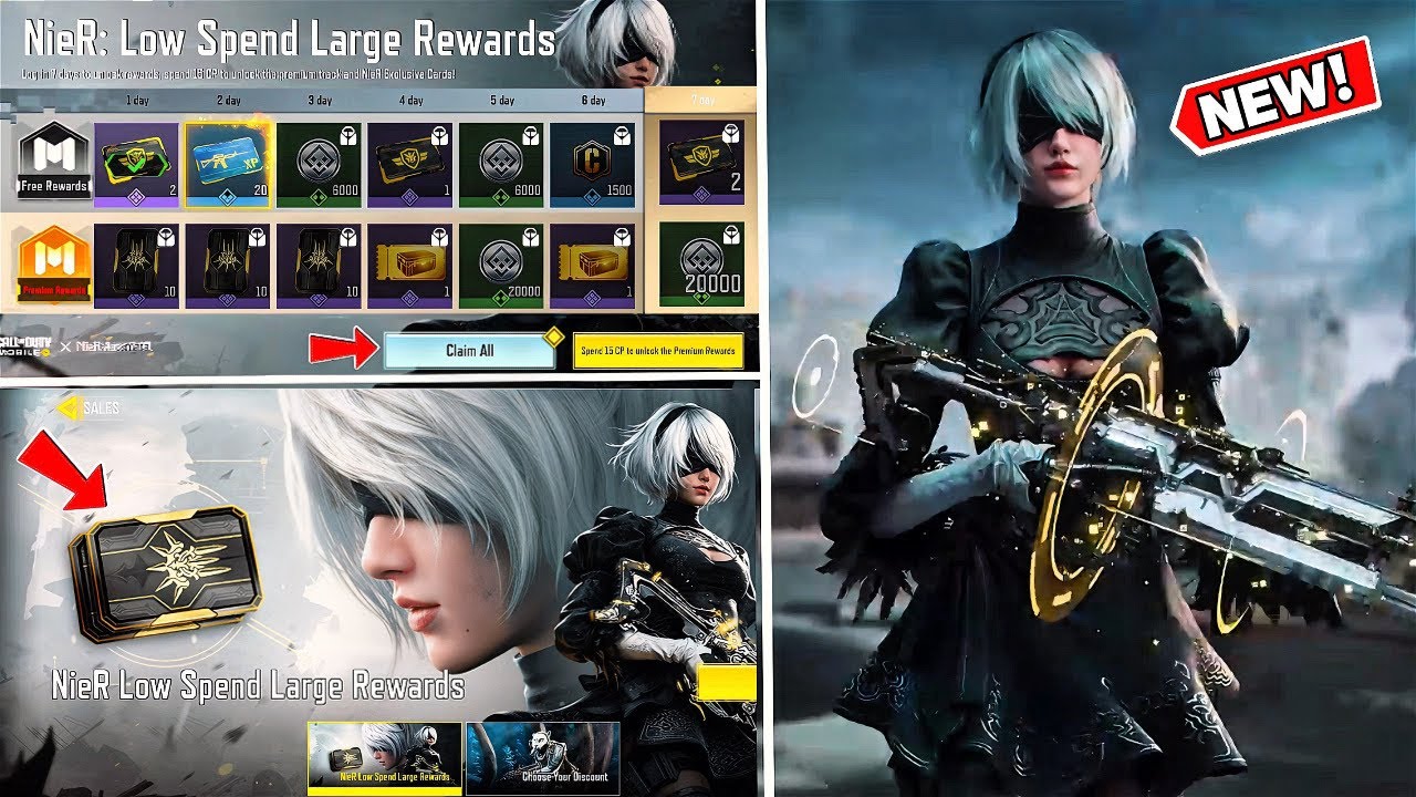 How To Get FREE Rewards In Nier Low Spend Large Reward Event In COD MOBILE | CODM x NieR Autmata
