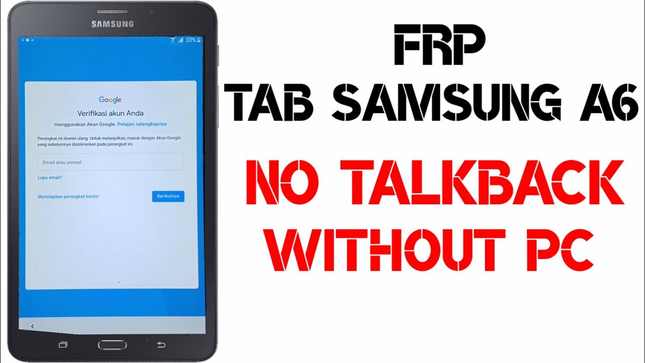 bypass frp google account Samsung tab a6 no talkback without pc