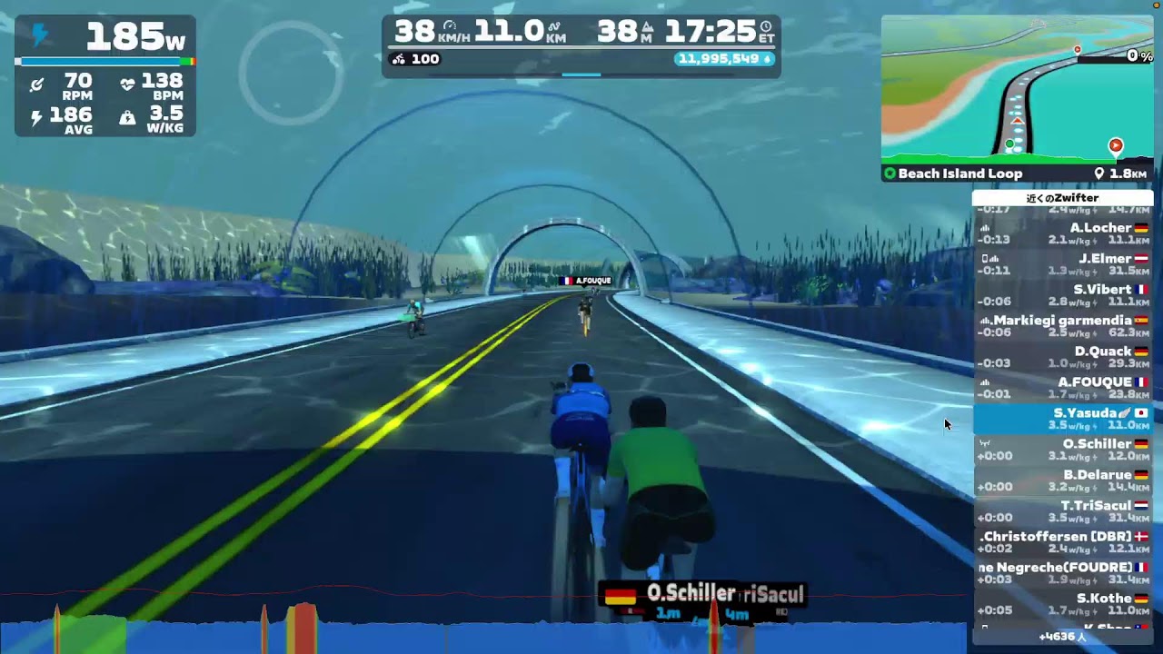 Zwift　お外寒い