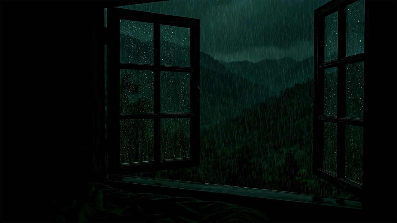 Gentle Night Rain Outside the Window Bedroom | Warm Ambience Sounds for Sleeping