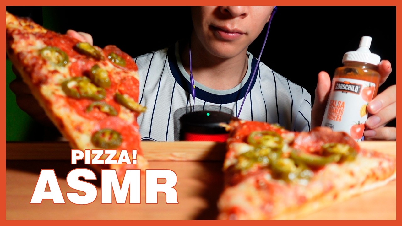 ASMR comiendo PIZZA DE JALAPEÑO con SALSA (Crujiente y picante) | Tobi ASMR