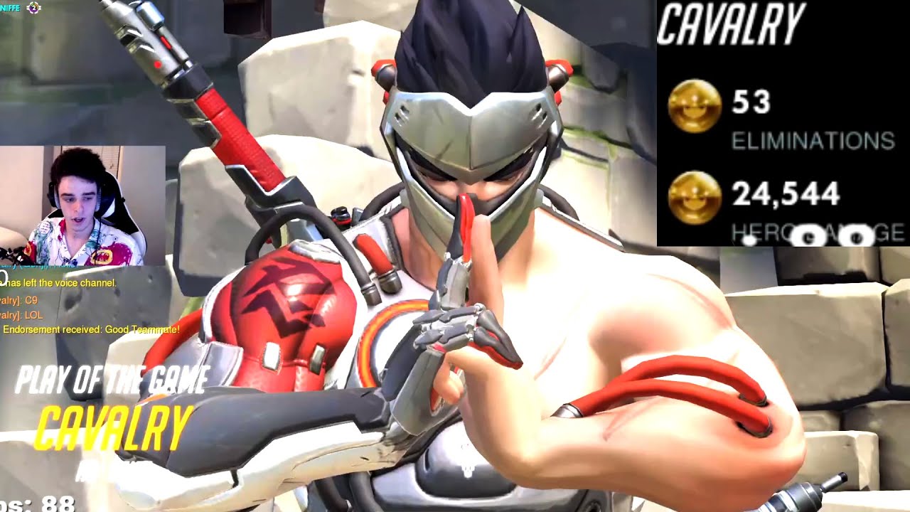 Cavalry DPS Main - Genji! 53 elims! POTG! [ Overwatch Season 28 Top 500 ]