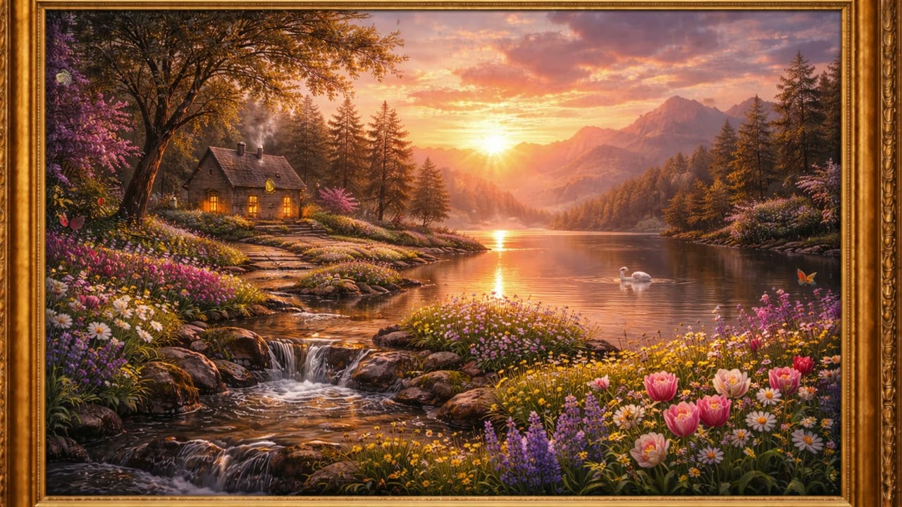 Golden Sunset Paradise 🌅✨ A Magical Landscape for Relaxation|Art Frame TV:Tableau TV @Tvartframe2