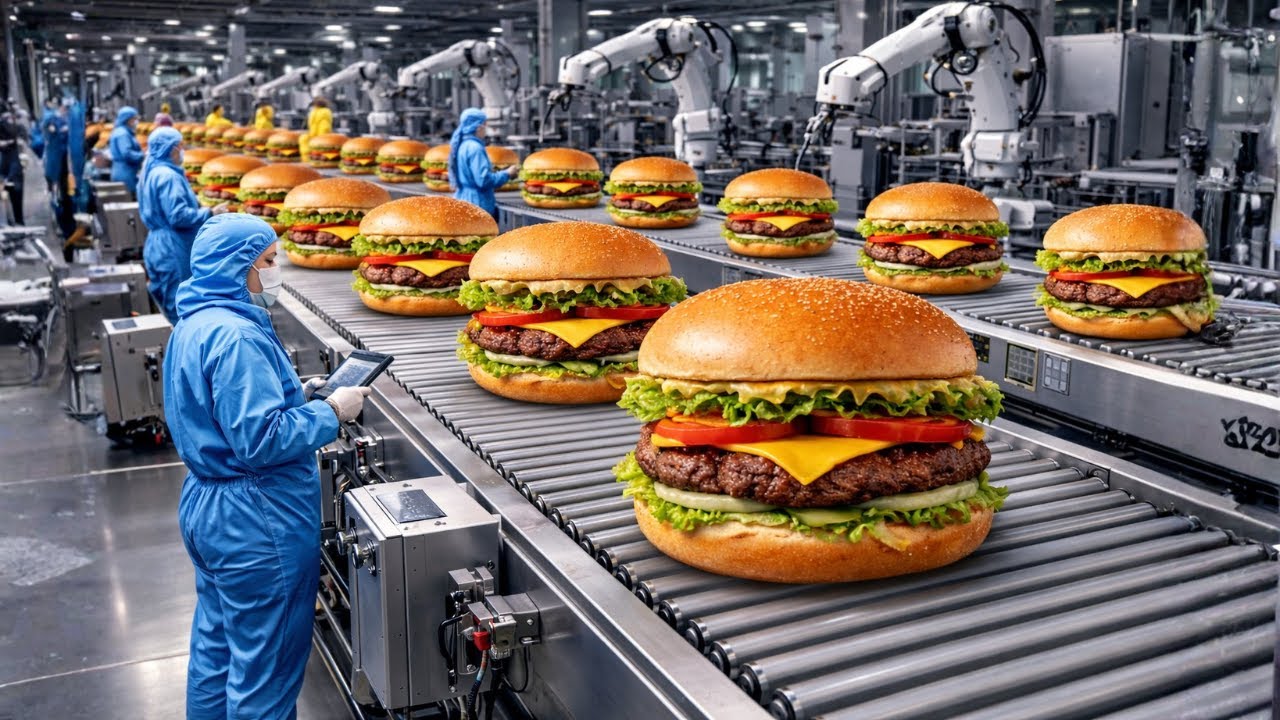 You Won’t Believe How Fast These Hamburgers Are - Mesmerizing Hamburger Assembly Line in Action