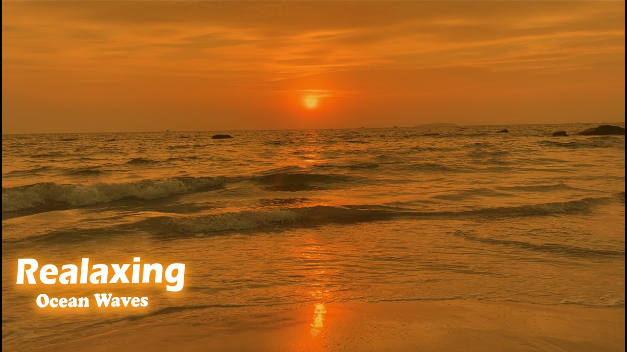 Serene Sunset Coastline | Relaxing Ocean Waves at Golden Hour