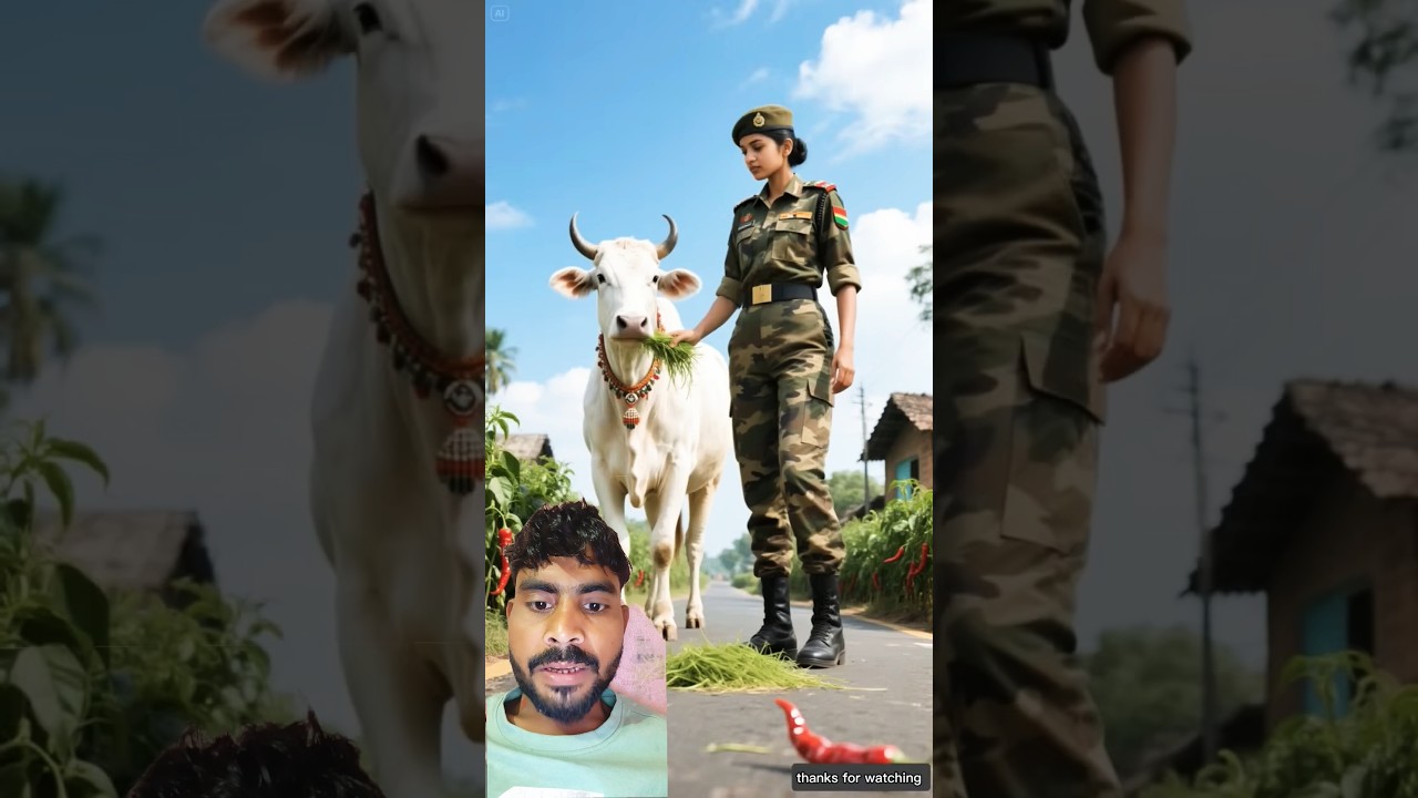 Lady soldier saves grandmother from falling from the sky #ai #save #army #cow #rescue .