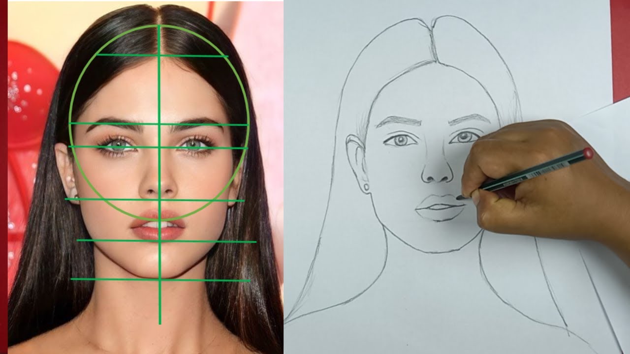COMO DIBUJAR UN ROSTRO DE FRENTE DE UN FOTO.