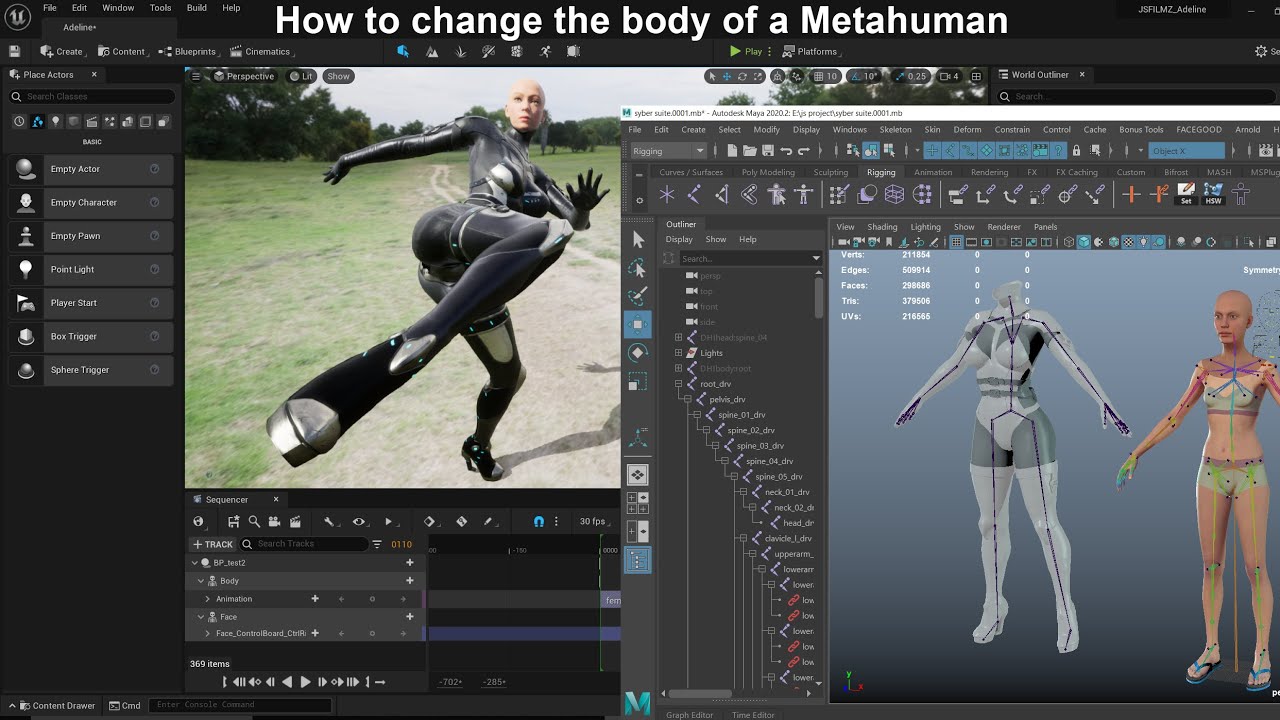 How to attach non Metahuman body to a Metahuman in Autodesk Maya