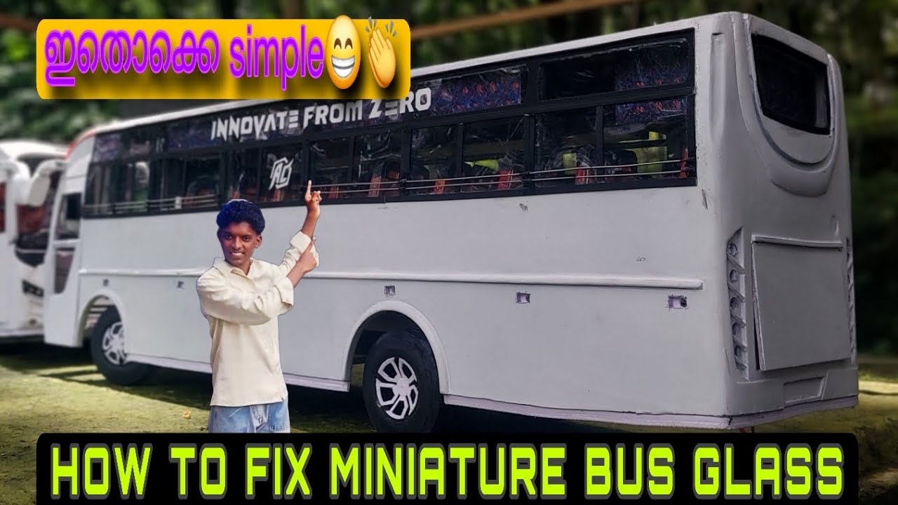 miniature bus glass fixing. bus window making. tourist bus miniature making