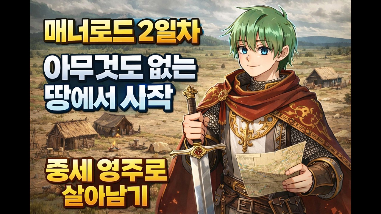 [매너 로드] 왕으로부터 땅을 부여 받은 중세 영주가 되어 작은 마을을 발전시키고 살아남는 게임! 2일차