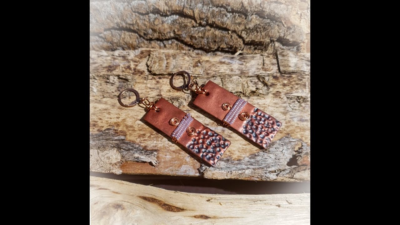 Hammered earrings, polymer clay