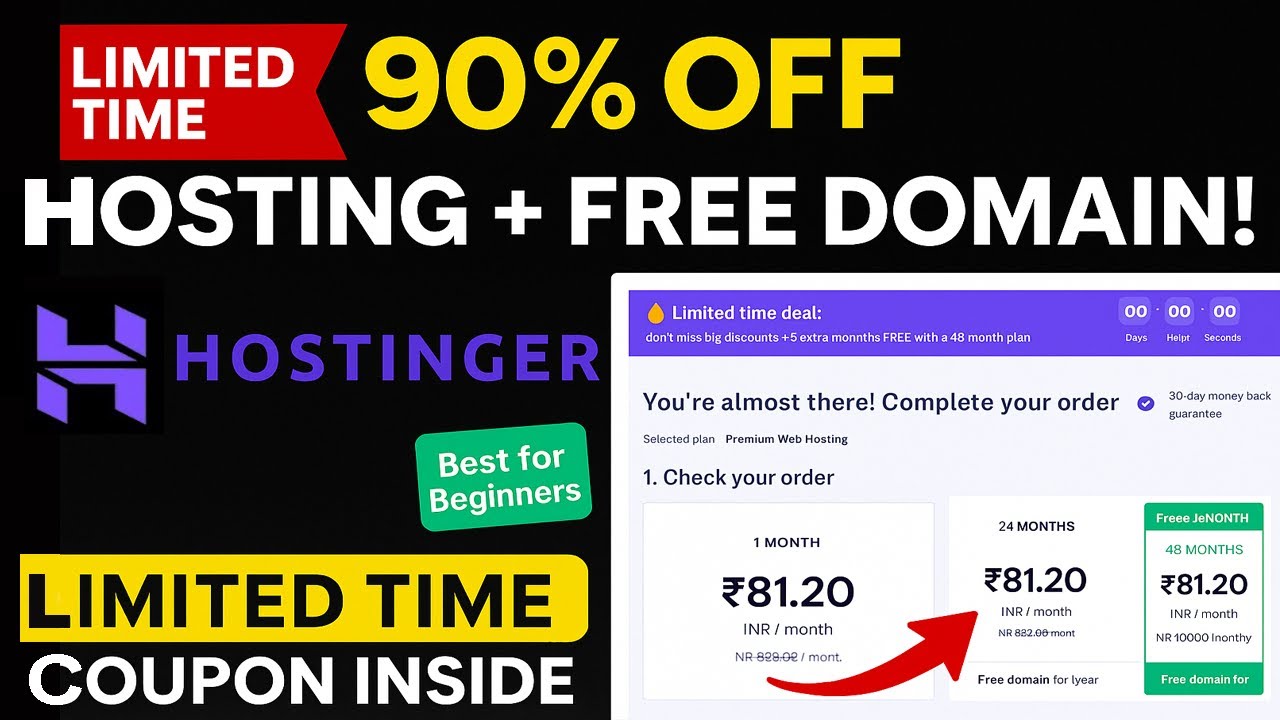 Hostinger Coupon Code 2026 | Get 1 Free Domain | Business, Cloud Hosting | 95% OFF Promo code