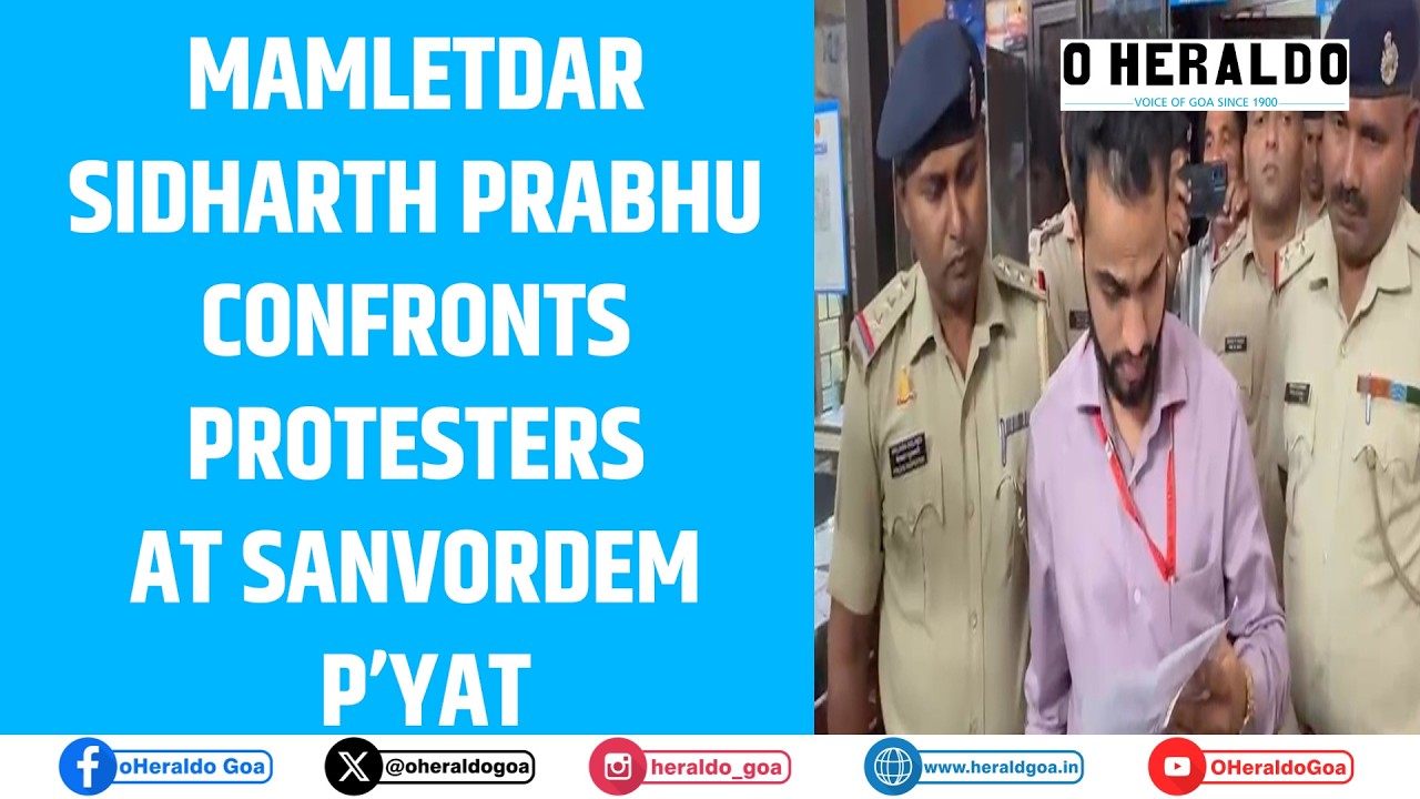 Mamletdar Sidharth Prabhu confronts protesters at Sanvordem P’yat
