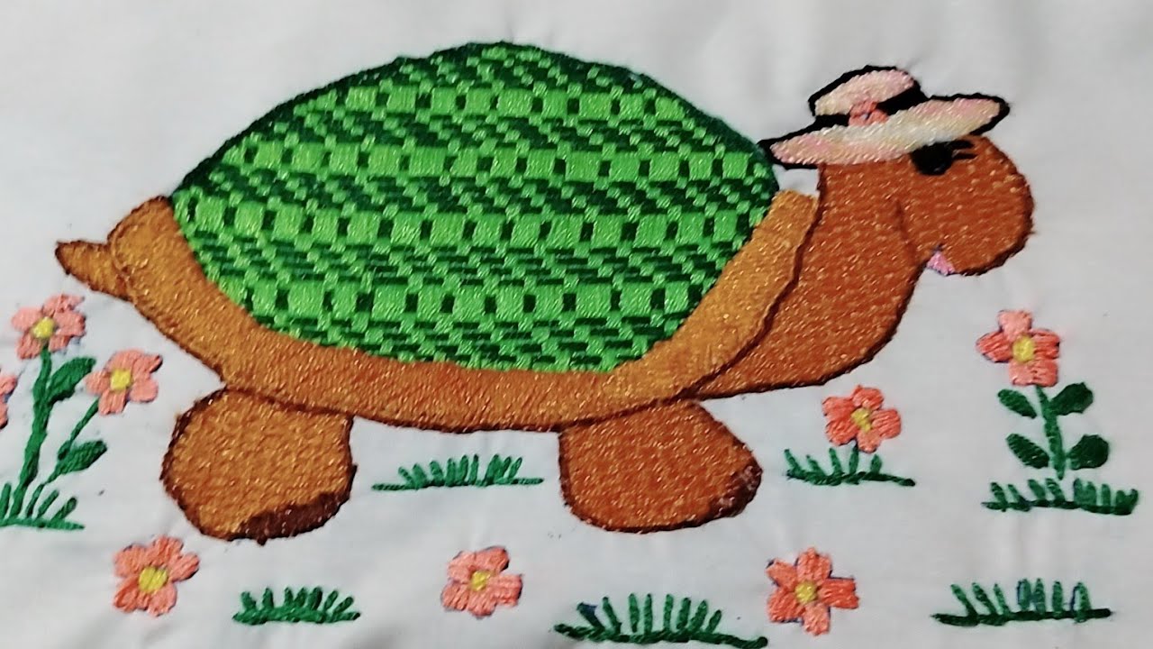 Bordado facil para el caparazón de una tortuga #1 🐢  @bordandoyaprendiendo9 #handembroidery