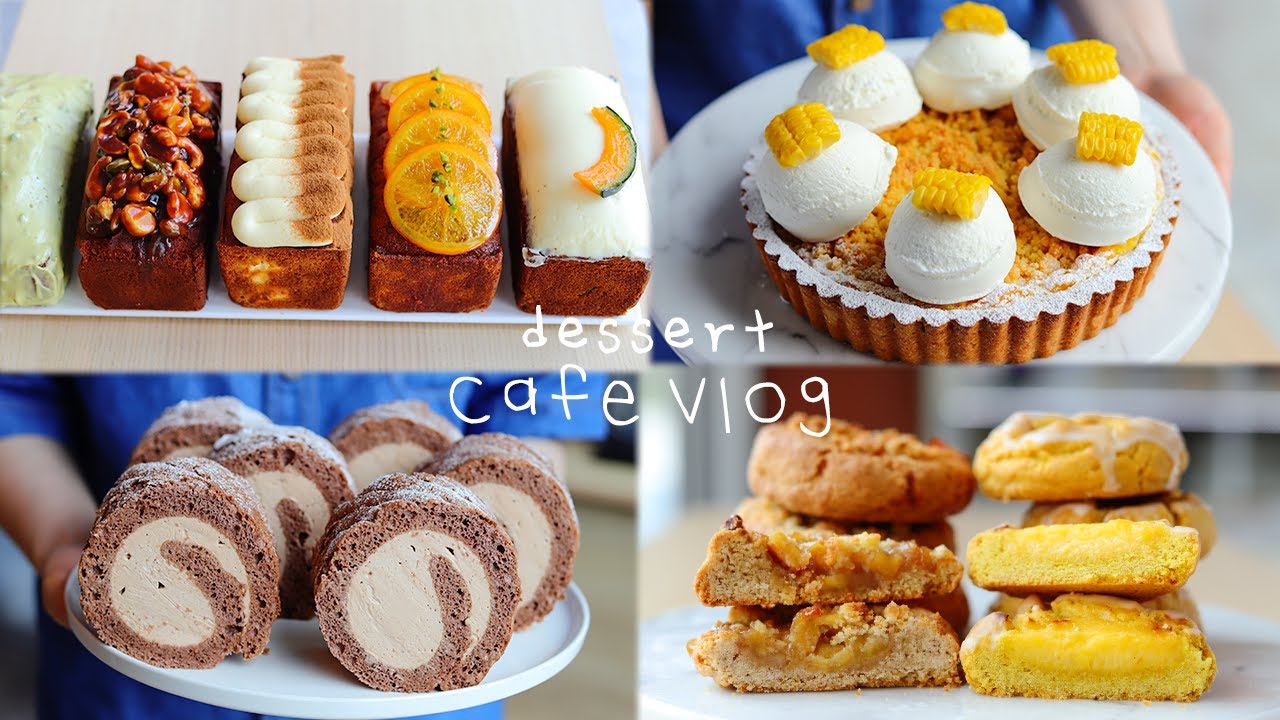 대박 신메뉴 나왔어요🥳|여름에 먹기 좋은 초당🌽 타르트와 다양한 파운드🧁 만드는 디저트 카페 브이로그|내복곰