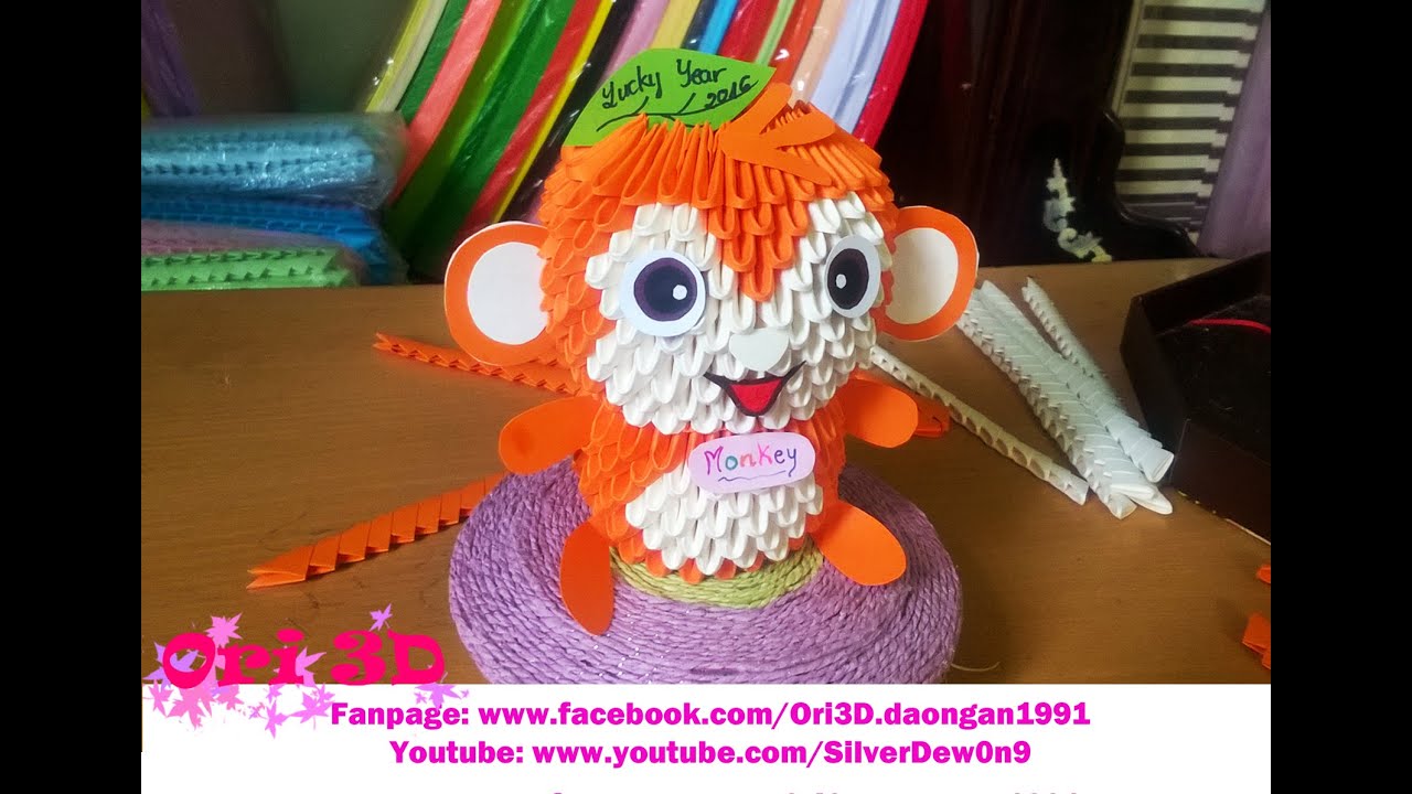 Tutorial Monkey 3D Origami - Hướng dẫn xếp con khỉ Origami 3D