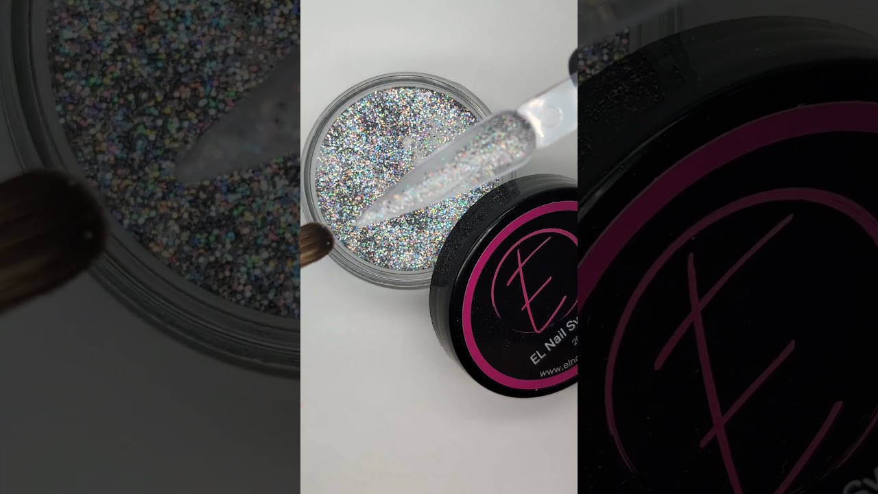 Silver Dreams glitter acrylic powder Swatch ELNS EL Nail Systems UK