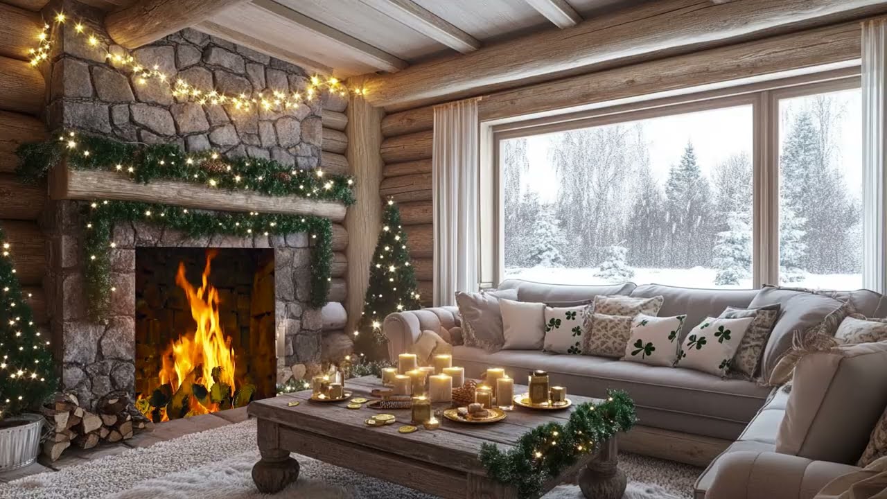 Soft Winter Snow And Fireplace Ambience Encourage Peace And Relaxed Focus