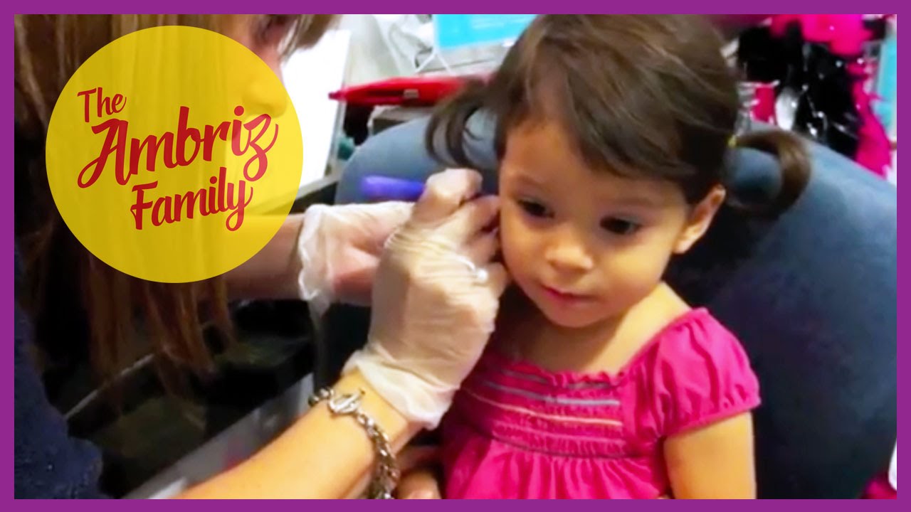 CUTE 2 YEAR OLD GETS HER EARS PIERCED