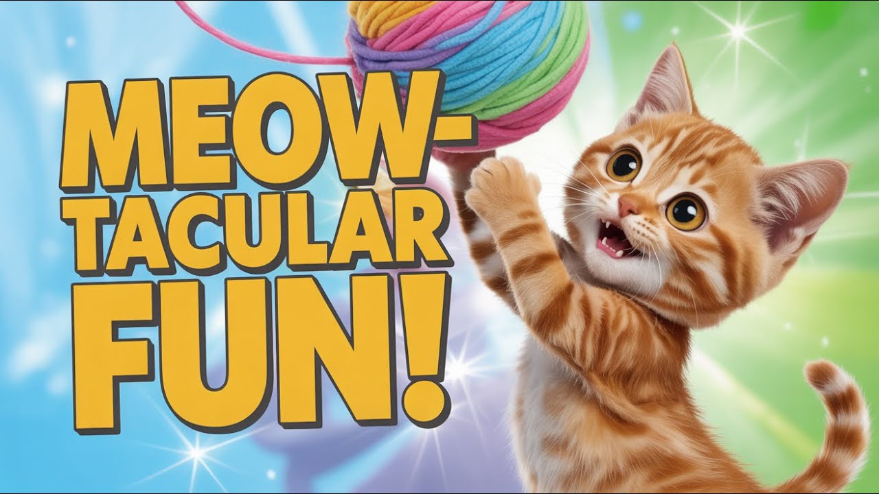 Happy Meow Meow Song for Kids Cute Cat Singing Nursery Rhymes and Funny Dance Learning Song