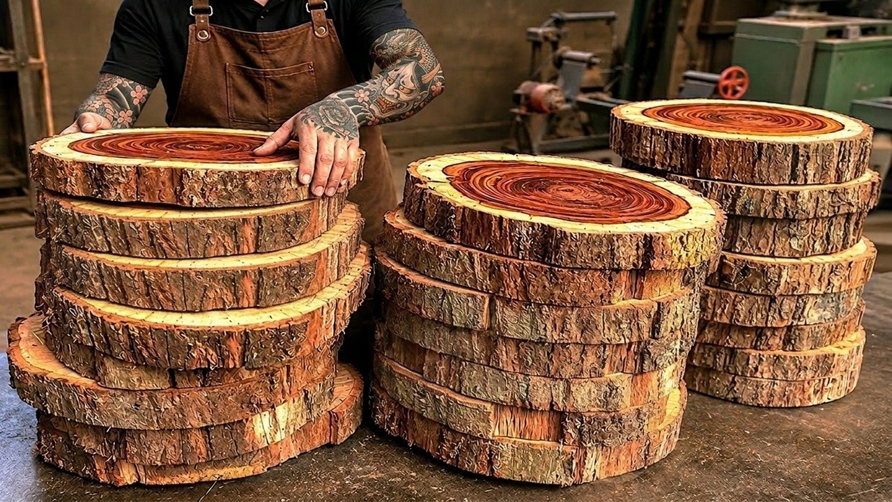 See What! This Guy Did With Tree LyChee Red Logs To Create A Unique Wild Dining Table