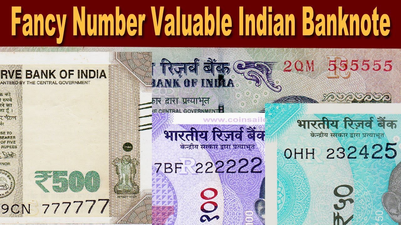 Valuable : Different Fancy Number Indian Banknotes