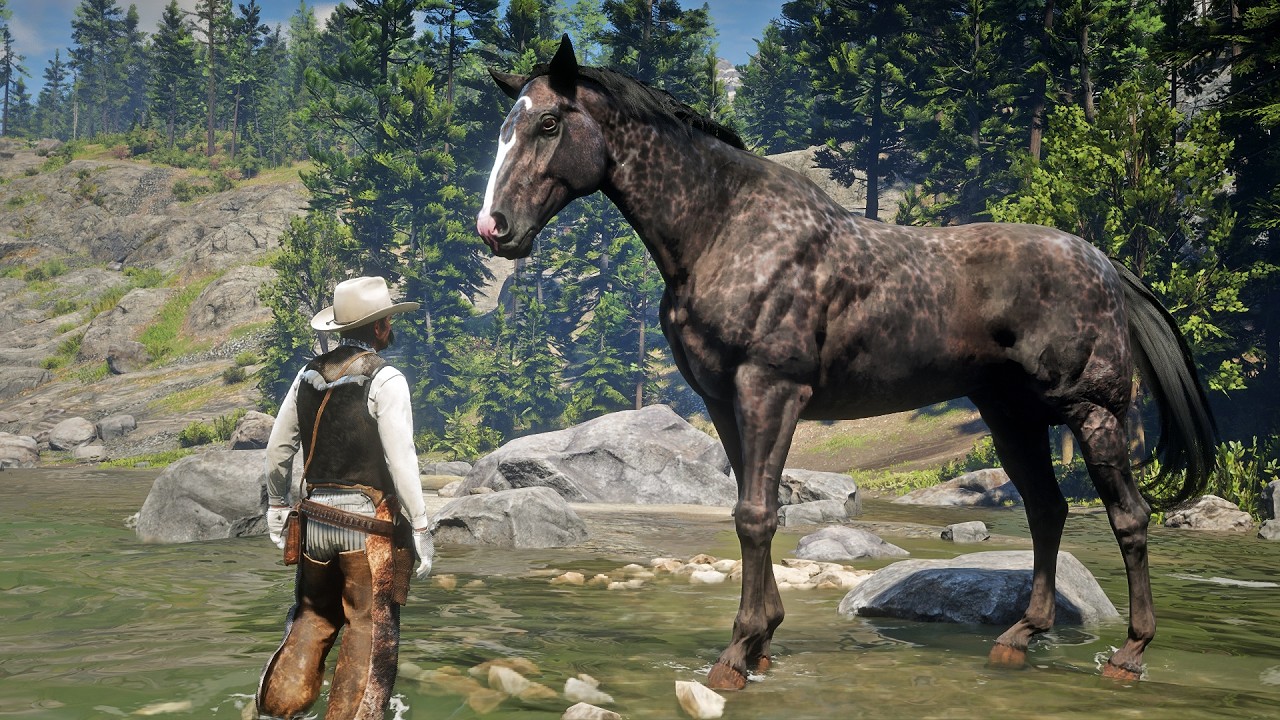 John Marston Tames Huge Thoroughbred Reverse Dapple Grey at Upper Montana River | RDR2