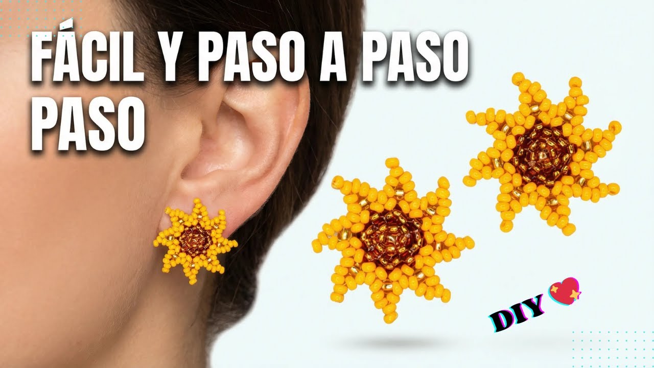 Aretes tipo topito En MOSTACILLA 🌻 TUTORIAL | Paso a paso fácil ideal para (PRINCIPIANTES)